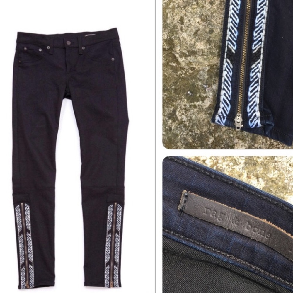 Rag & Bone Raja Midnight side split/zip jeans